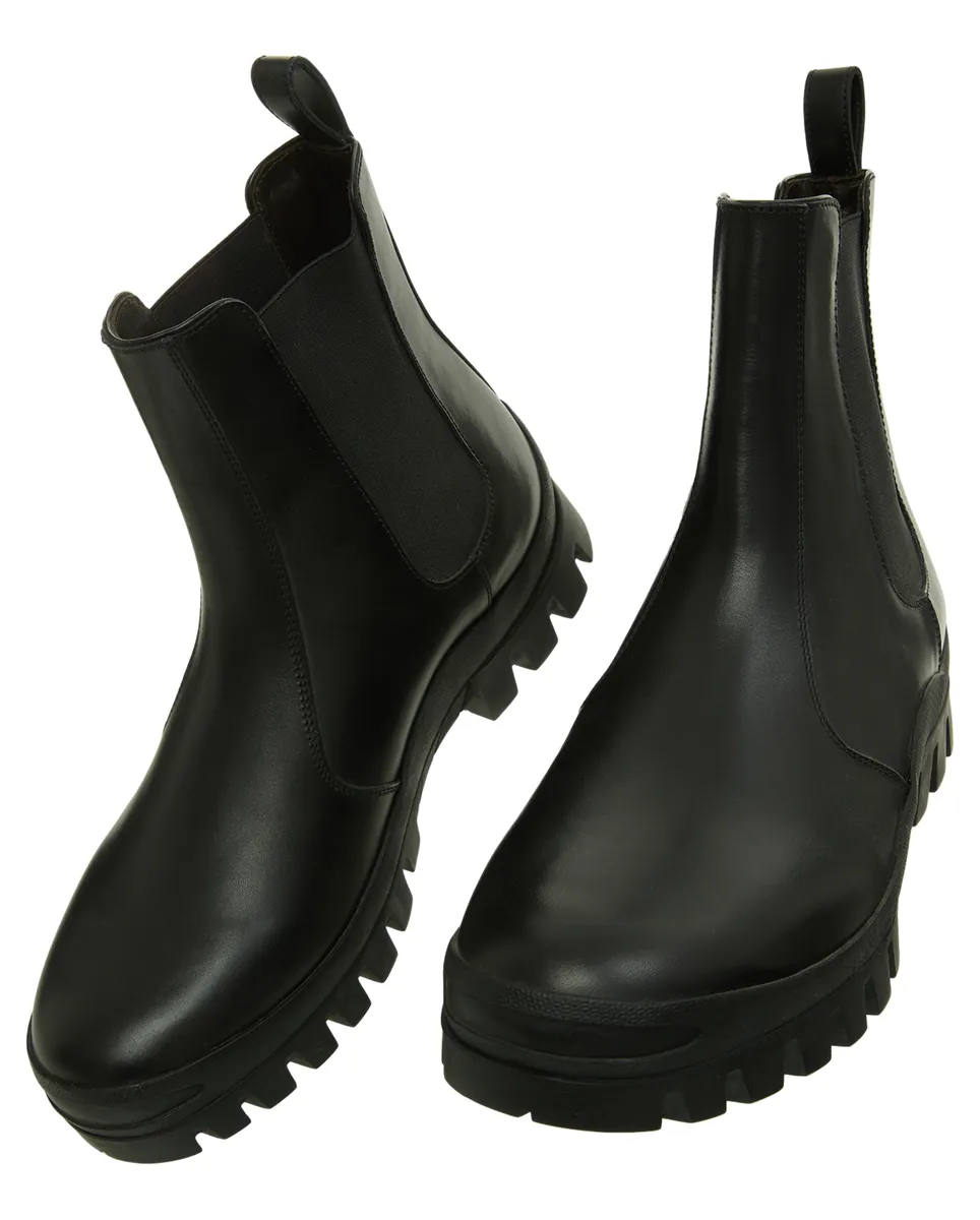 Black leather chelsea boots